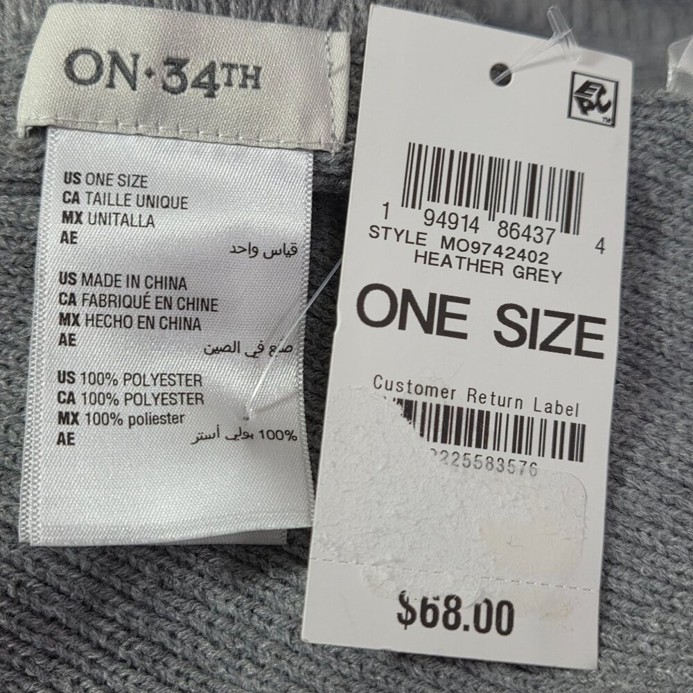 NWT On 34th Women's Whipstitch Edge Heather Gray Wrap - Picture 3 of 3